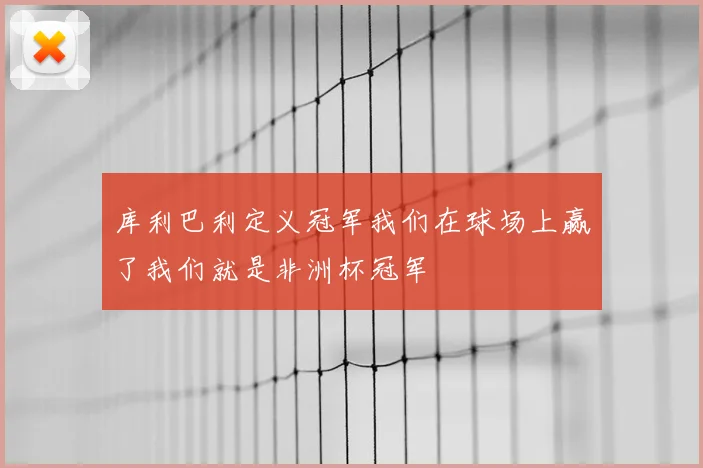 库利巴利定义冠军我们在球场上赢了我们就是非洲杯冠军